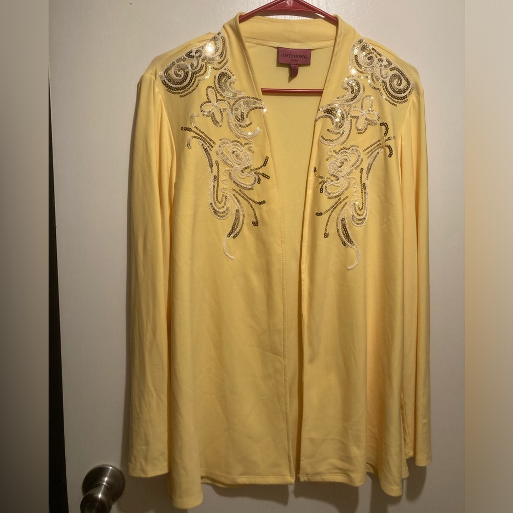 Antthony Studios Elegant Yellow Embroidered Blazer